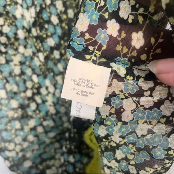 Vintage Express Design Studios Y2K 100% silk green lace floral tank size small - Picture 4 of 7